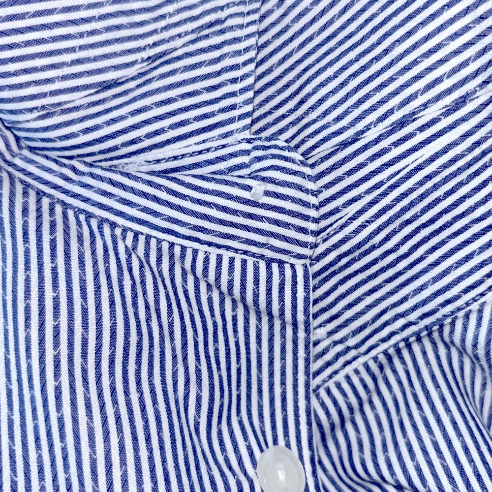 Versace Collection blue & white striped dress shirt. Size 41 - Picture 8 of 9